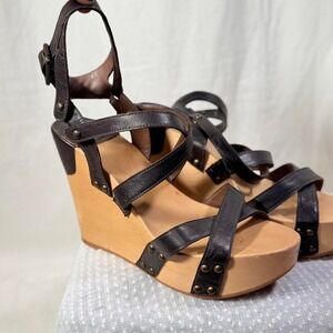 Belle Sigerson Morrison Leather Wood Wedges – Women's 7